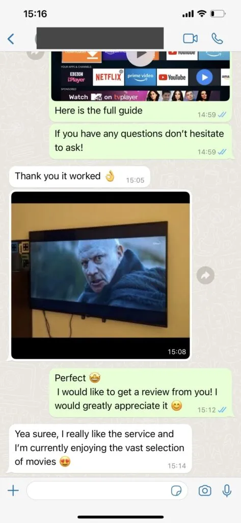 WhatsApp supportchatt och aktivering för iptv norden 1
