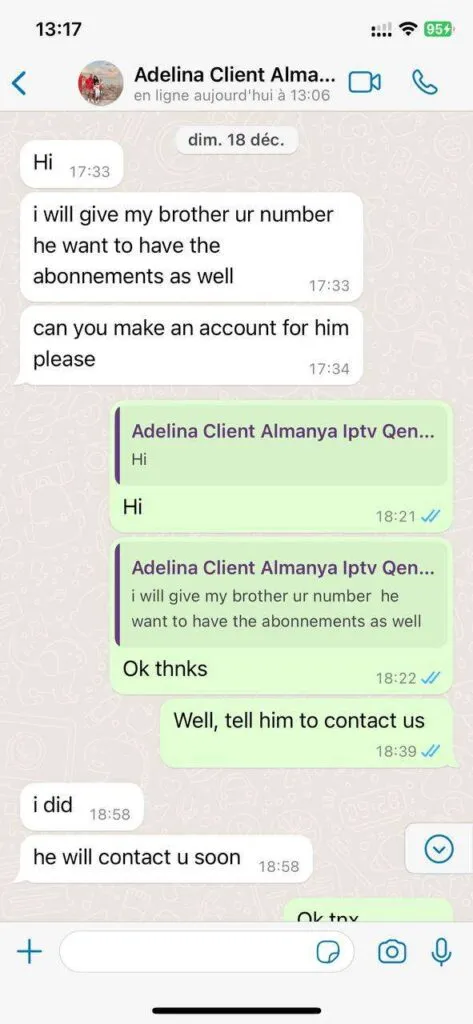 WhatsApp supportchatt och aktivering för iptv norden 5